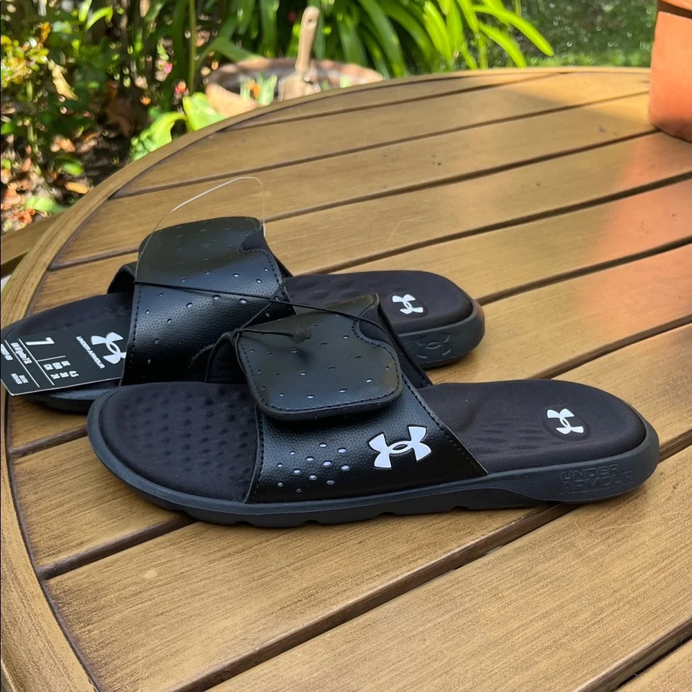 Under Armour Black Slide Sandals with Logo - Picture 3 of 6